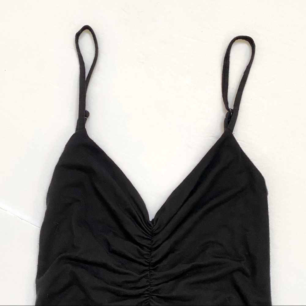 Blue life ruched center black tank top bodysuit - Picture 2 of 7